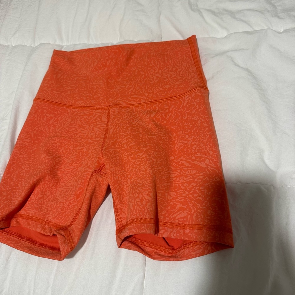 Orange lulu biker shorts